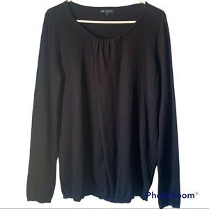 Gap Cotton Cashmere Blend Lightweight Sweater with Asymmetrical Pleated Detail